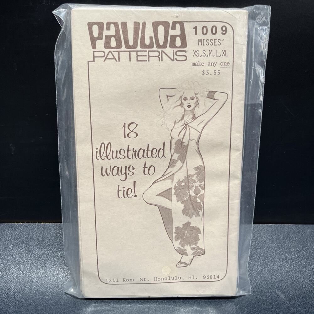 Vtg Pauloa Patterns No. 1009 Misses XS S M L XL Uncut Hawaiian Wrap Dress Hawaii